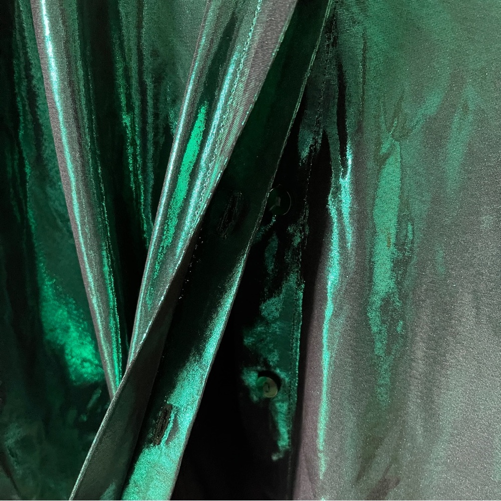 Anthropologie Emerald Green Satin Women's Top - Picture 3 of 6